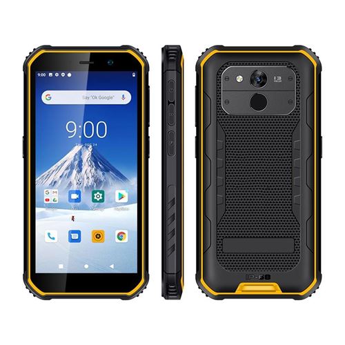 Smartphone Étanche Antichoc 4G Android 10 3GB+32GB Écran 5.5 Pouces Caméra 13MP Jaune YONIS