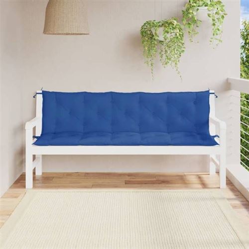 vidaXL Lot de 2 Coussins de Banc de Jardin, Revêtement de Banc avec Jeux de Cordes, Coussin d'Extérieur Imperméable, Bleu 361726
