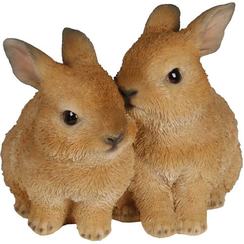 NO NAME - Couple de lapin en résine Tendresse 15 cm