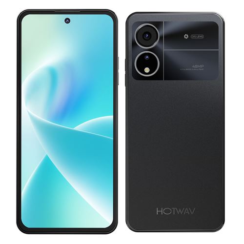 HOTWAV Note 12(2024) Téléphone Portable 6.8 Android 14, 5160mAh, 16(6+10)Go+128Go, 48MP+16MP,Empreinte digitale/Face ID,Dual SIM 4G - Noir