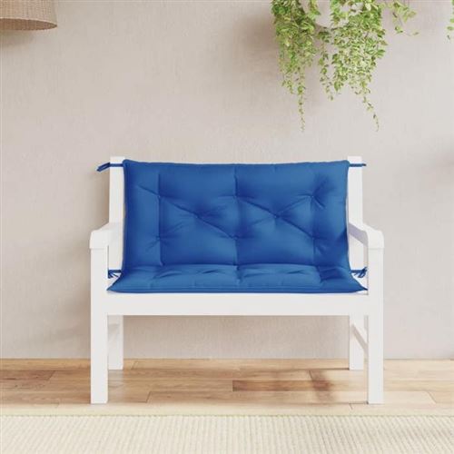 vidaXL Lot de 2 Coussins de Banc de Jardin, Revêtement de Banc avec Jeux de Cordes, Coussin d'Extérieur Imperméable, Bleu 361669