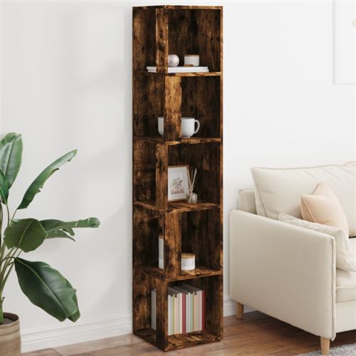 vidaXL Armoire d'angle Chêne fumé 33x33x164,5 cm Bois d'ingénierie
