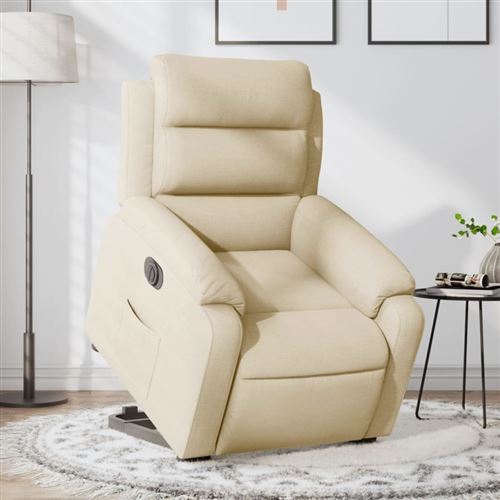 VIDAXL - Fauteuil de relaxation électrique - Inclinable - Tissu - Crème - Image 2