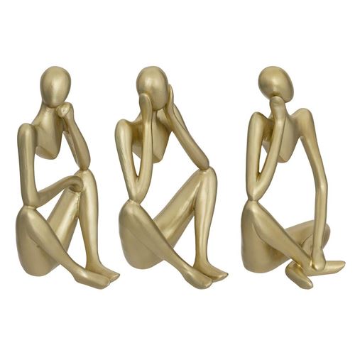 Non Communiqué Femme Or Atmosphera Créateur D'intérieur - Lot De 3 Statuettes Déco "Le Collectionneur" 17Cm