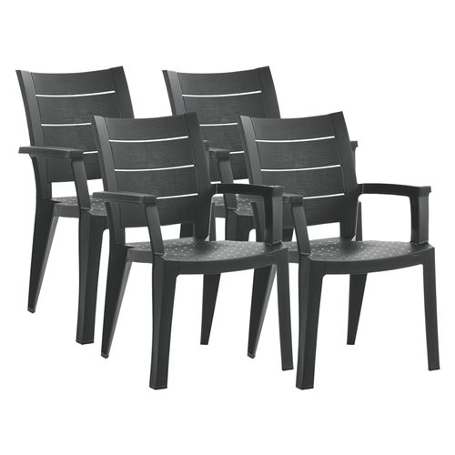 Pegane Gris Lot De 4 Chaises De Jardin Empilables - Image 3