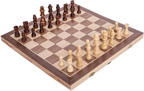 Pliant Jeu d'échecs en bois FONGWAN Échiquier portatif - 40x40cm