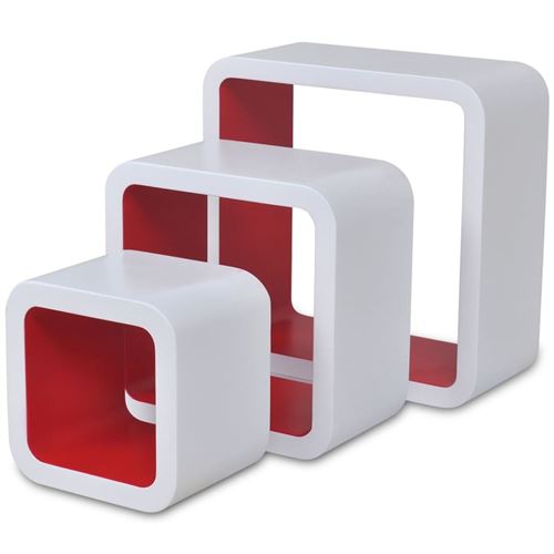 vidaXL Étagères murales Forme de cube 6 pcs Blanc et rouge