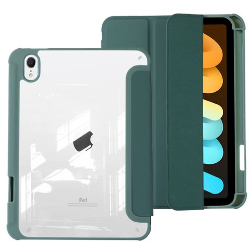Non Communiqué Vert Etui En Pu + Tpu Transparent Avec Support Pour Votre Ipad Mini (2021) - Nuit