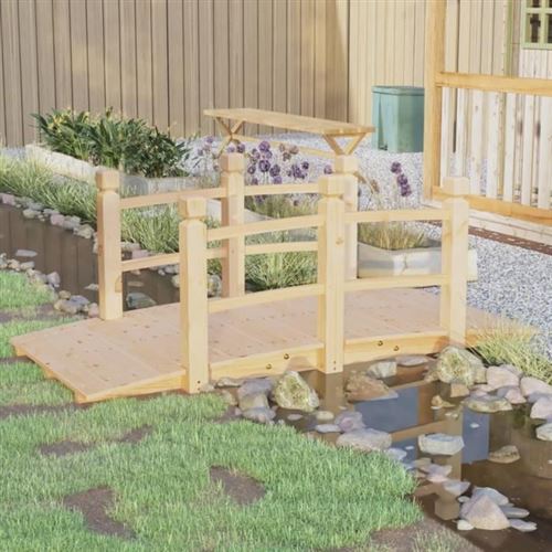 Pont De Jardin Avec Garde-corps 150x67x56cm Bois Massif Épicéa