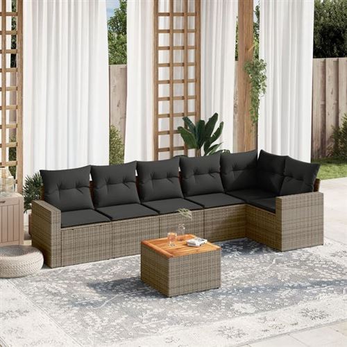Non Communiqué Gris Vidaxl Salon De Jardin Modulable Lot De 7 Pieces Rotin