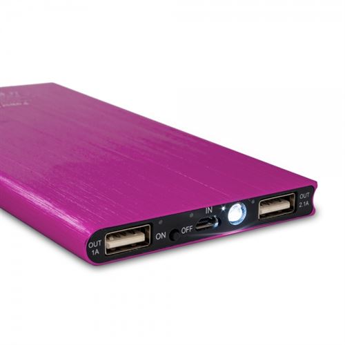 Mini batterie externe portable 20000mAh double USB avec lumière LED - Rose  - Acheter sur PhoneLook