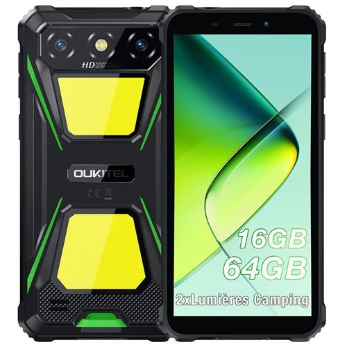 Smartphone Oukitel G5 Vert : 6 HD,4Go+64Go, 6300mAh, Android 14, Dual SIM 4G,GPS Téléphone Portable-300g