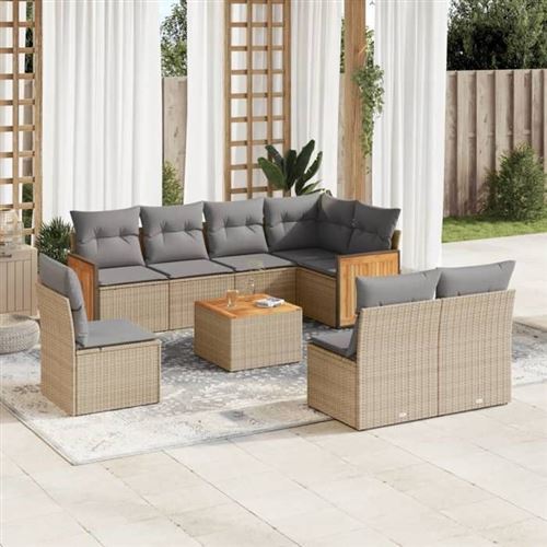Non Communiqué Beige Salon De Jardin Modulable Vidaxl 8 Personnes 9 Pieces Resine Tressee 62 X 59 X 69 Cm