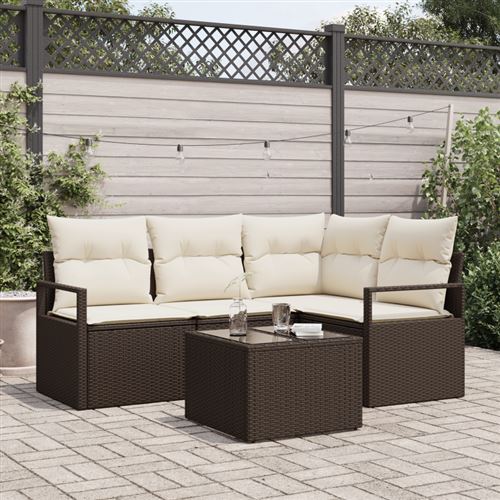 Non Communiqué Gris Ensemble De Canapé De Jardin 4 Pièces Avec Coussins En Poly Rotin