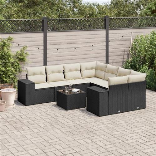 Non Communiqué Noir Salon De Jardin Modulable Vidaxl Resine Tressee 1 Personnes 9 Pieces 62 X 62 X 69 Cm