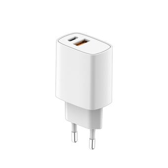 Chargeur Secteur avec Double Connecteur PD 20W USB-C - QC 3.0 18 W USB-A Myway Blanc - 1