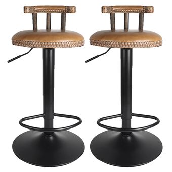 Ensemble de tabourets de bar, design rétro, hauteur réglable, Chocolat - 1