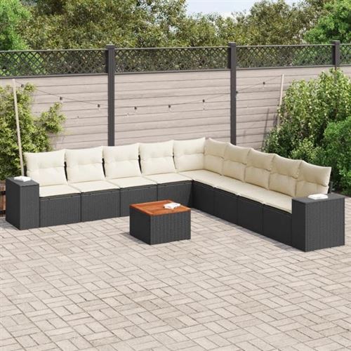 Non Communiqué Noir Vidaxl Salon De Jardin Avec Coussins 10 Pcs, Canapés De Patio, Ensemble De Meubles, Mobilier De Terrasse Extérieur, 3257820