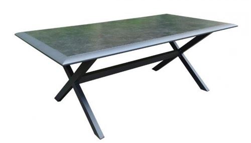 PROLOISIRS Table de jardin Ceram en aluminium/céramique - 194 x 104 x 74 cm - graphite
