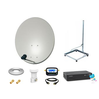 Kit Parabole 80cm Acier Support Balcon LNB single Décodeur DS81