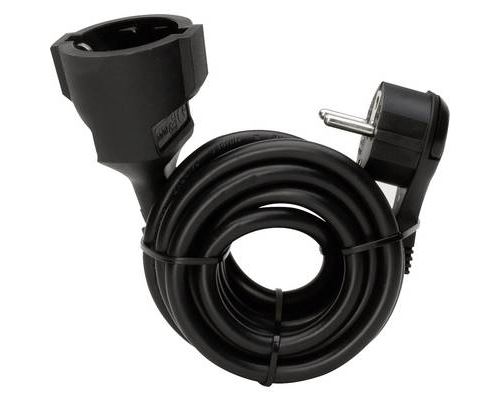 Kopp Verlängerungskabel mit Flachstecker schwarz 5 m
