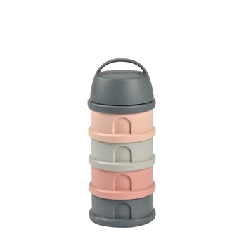Boîte doseuse de lait 4 compartiments empilables Gris/Rose - 1