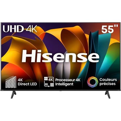 Hisense 55A6N Classe de diagonale 55 A6N Series TV LCD rétro éclairée par LED Smart TV VIDAA 4K UHD (2160p) 3840 x 2160 HDR Direct LED noir