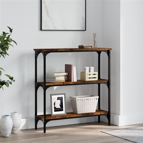 Table console chêne fumé 75x22,5x75 cm bois d ingénierie