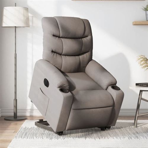 Vidaxl Stoel Électrique Réglable Tissu Taupe - Image 3