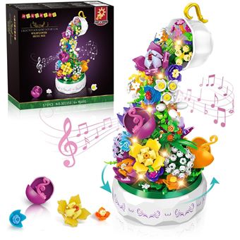 Boîte à musique Jouet musical HOGOKIDS Fleurs artificielles à construire avec LED pour Décor Cadeau enfant adulte - 1