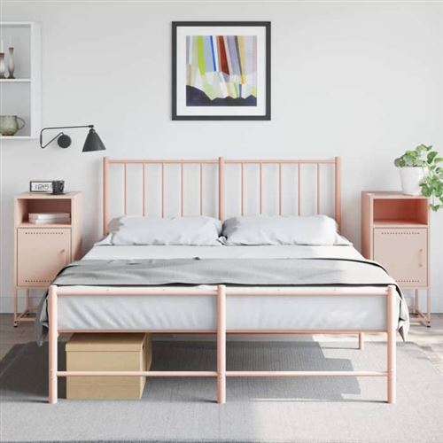 vidaXL Tables de chevet 2 pcs rose 36x39x78 cm acier, armoire, armoire latérale, meuble de chambre à coucher, table de 846569
