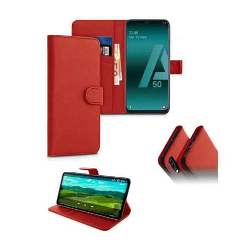 Etui de protection portefeuille pour Samsung Galaxy A50 -Rouge