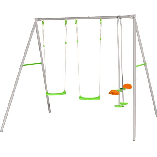 Balançoire en métal avec 3 agrès pour 4 enfants - Axion - modèle LOUISE - Balançoire seule