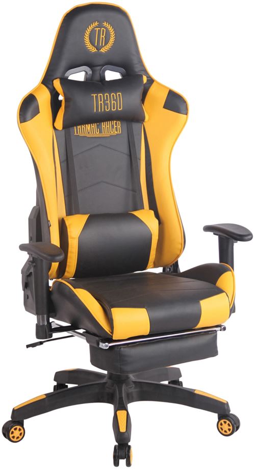 Fauteuil de bureau Turbo XL en similicuir , Noir / Jaune/Similicuir