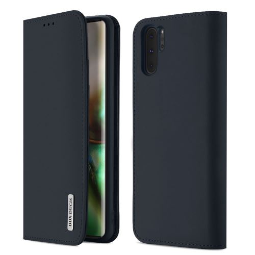 Etui en cuir véritable avec support bleu foncé pour votre Samsung Galaxy Note 10 Plus