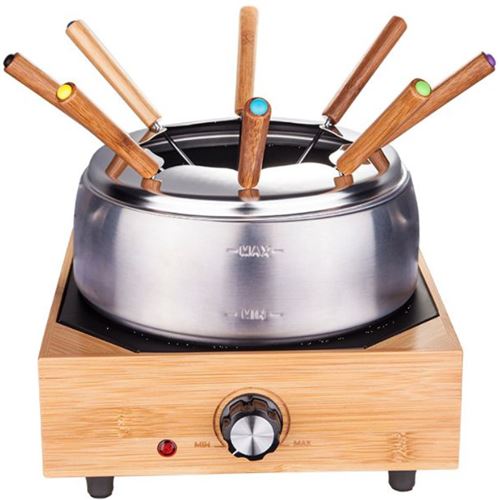 Little Balance Collection Hiver Wood Fondue 8 Inox - Fondue - 2 litres - 800 Watt - bois/inox