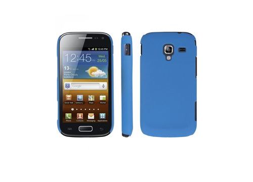 Coque rigide bleue pour Samsung Galaxy Ace 2 i8160 aspect mat toucher rubber gomme