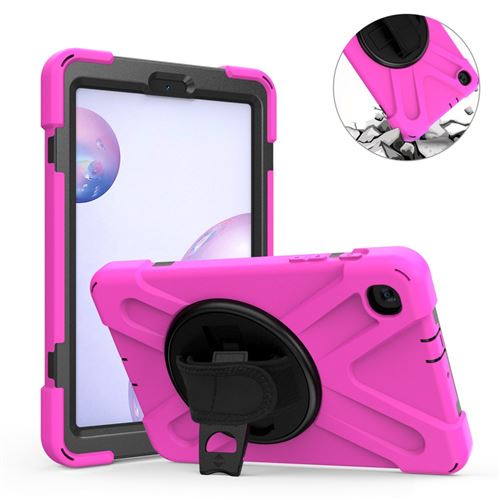 Coque en TPU + Silicone avec béquille pivotante à 360° et dragonne rose pour votre Samsung Galaxy Tab A 8.4 T307 (2020)