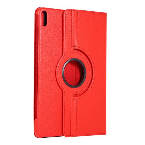 Etui en PU peau de litchi avec support rotatif à 360° rouge pour votre Huawei MatePad