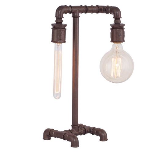 HOMEMANIA Lampe de Bureau Metal - pour Bureau, Table de Chevet - Marron Sombre en Métal, 25 x 17 x 48 cm, 2 x E27, 40 W
