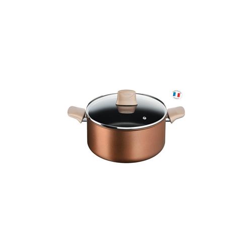 TEFAL G2544602 Faitout 24 cm ECO-RESPECT - capacité 5 L - couvercle verre inclus - antiadhésif - induction