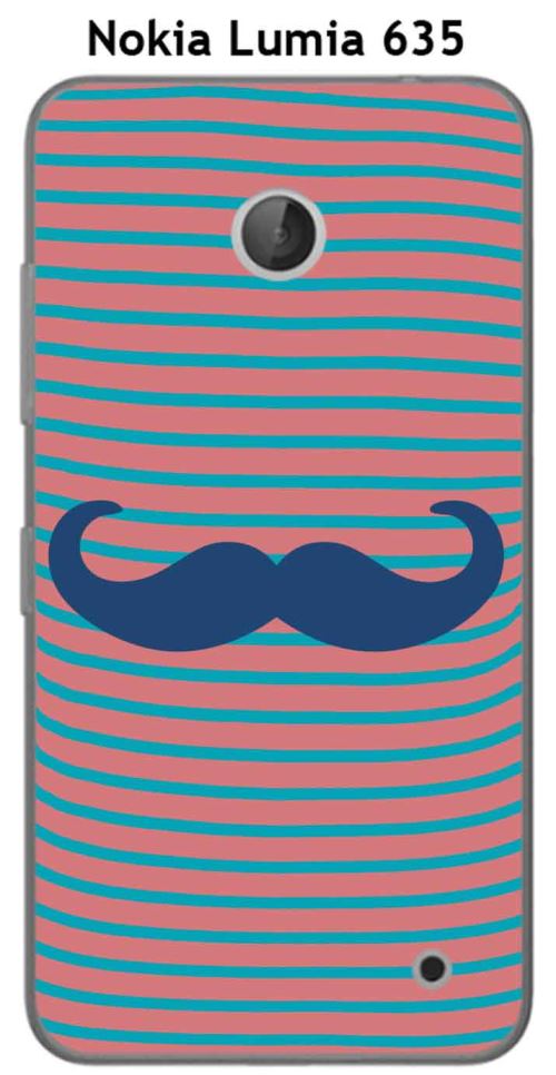 Coque Marinière Moustache - 3 Classic Blue pour Nokia Lumia 635