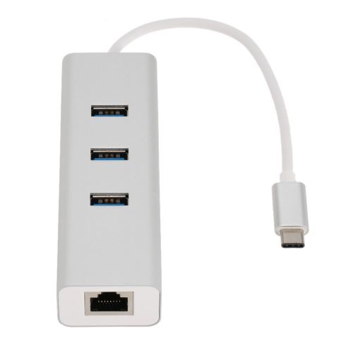 VSHOP ® Hub adaptateur USB Type C male vers 3 x USB 3.0 femelles + 1 x RJ45 ethernet Gigabit 10/100/1000 Mbps femelle