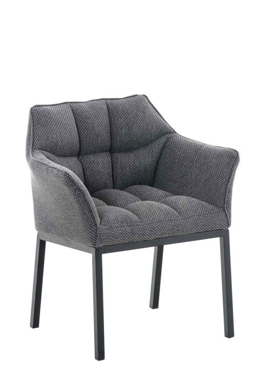 Chaise de salle à manger Octavia tissu - Piètement Noir mat - Siège Gris titane