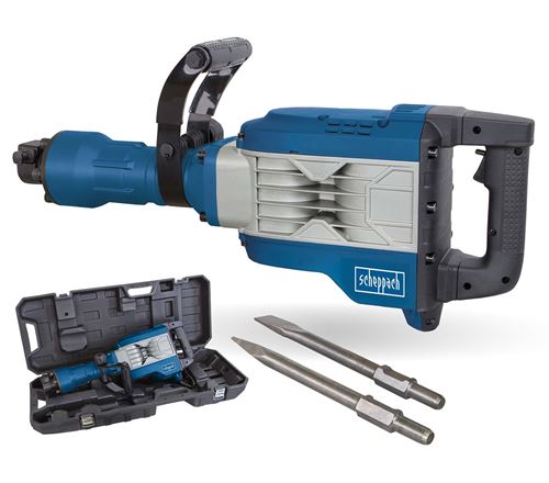 Abbruchhammer AB1900 Scheppach - 1900W | 60J Schlagkraft | 2000bpm Schlagzahl | 30mm SDS Hex | inkl. Koffer, Spitz- und Flachmeißel