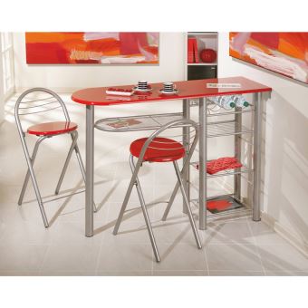 Ensemble Table Et Chaises Mobilier De Cuisine Rangements Mdf Rouge