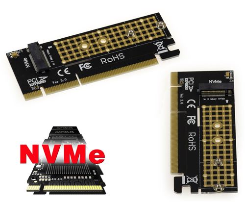 Adaptateur / Carte contrôleur compacte PCIe 16x pour SSD M.2 type M2 NGFF PCIe 3.0 NVMe