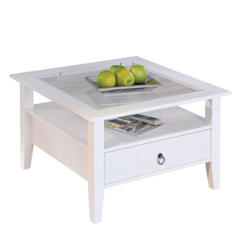Paris Prix - Table Basse En Pin Massif abigael 75cm Blanc