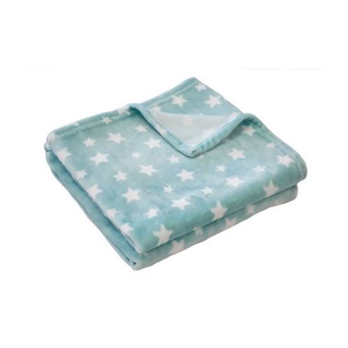 DOUX NID Couverture Microdoux Imprimée Etoiles Aqua - 100x150 cm