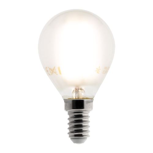 Elexity - Ampoule déco dépolie filaments LED sphérique E14 - 4W - Blanc chaud - 400 Lumen - 2700K - A++ - Zenitec